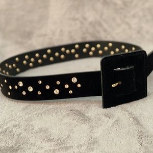 Faux Leather & Velvet Zara Belt w/ Rhinestones